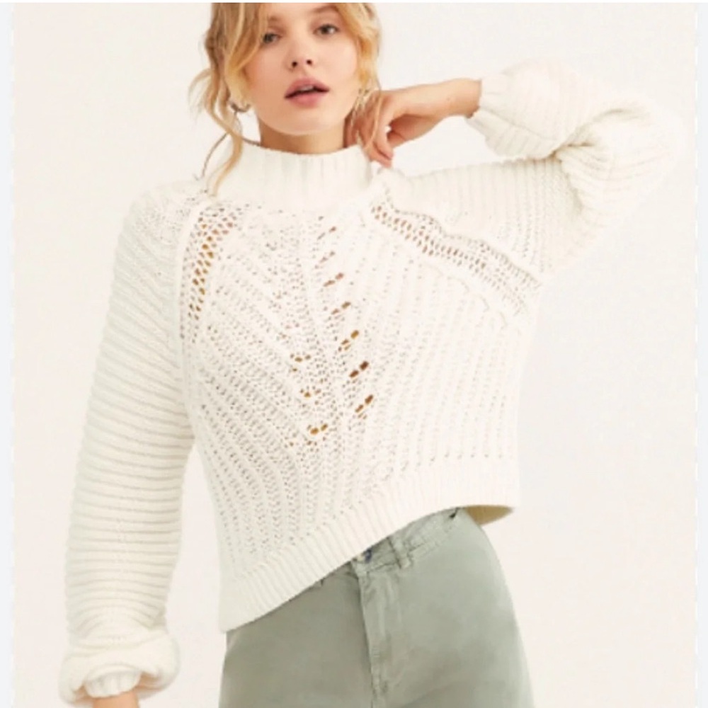 Free People Sweatheart Sweater Ivory Size Medium